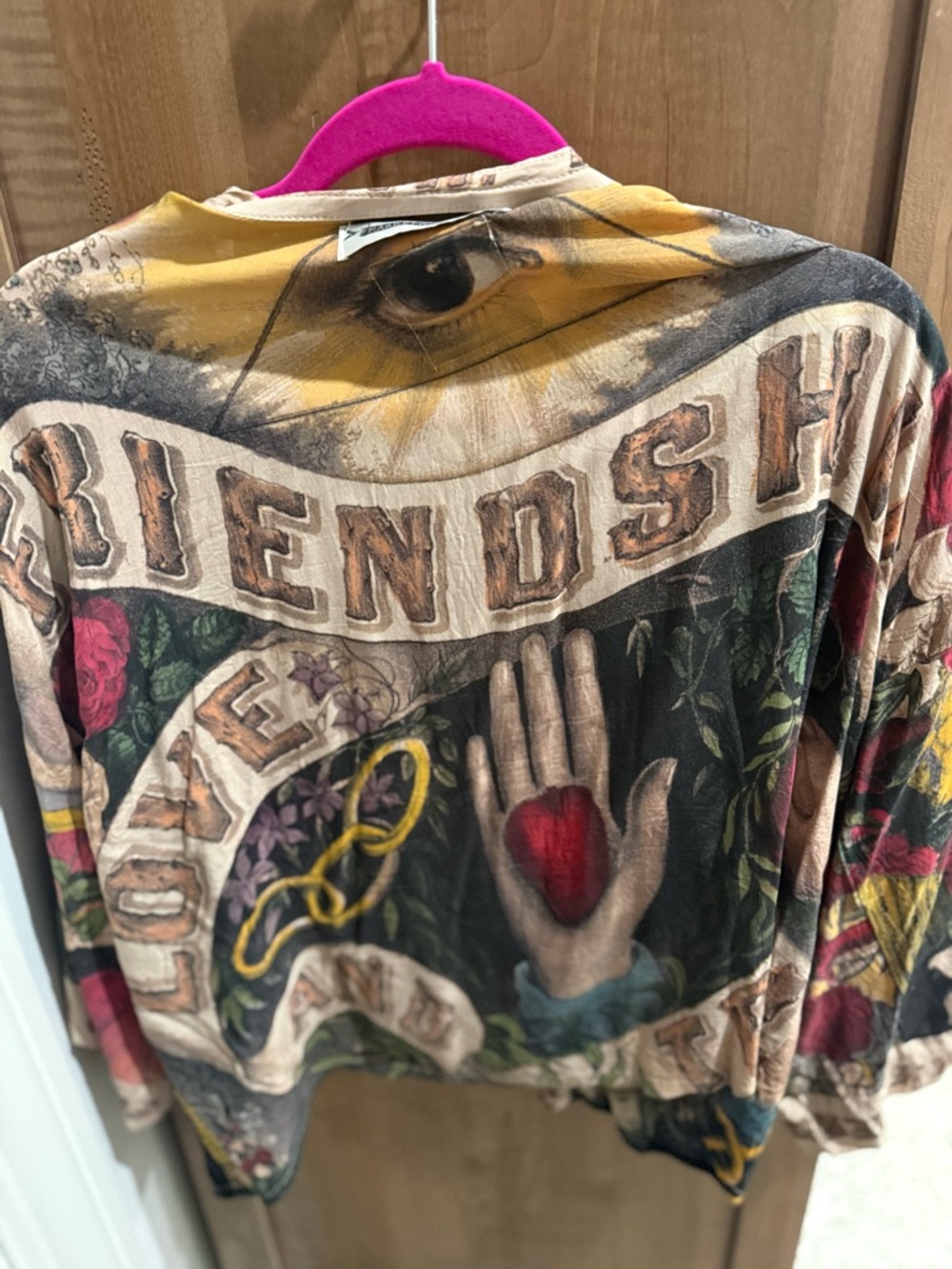 Market of Stars  Friendship Love and Truth printed cropped kimono OSFM